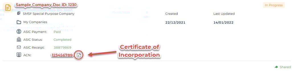 I cannot find the Certificate of Registration of the company I ...
